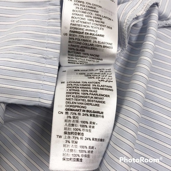 Sandro blue striped button down long sleeve blouse size 3 - Picture 7 of 9